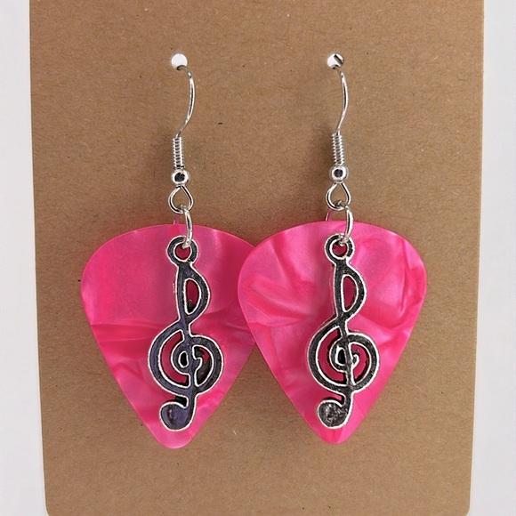 Jewelry - Guitar Pick Custom Earrings with Music Charm